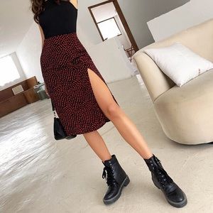 SHEIN RED MIDI SKIRT 6 MEDIUM